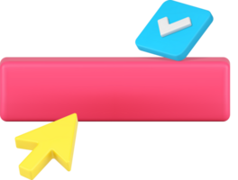 Subscribe button with arrow click cursor and done checkmark pink 3d icon realistic png