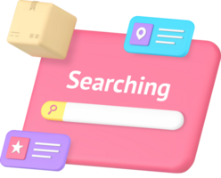 Searching internet browser bar with suggestion web address navigation 3d icon realistic png