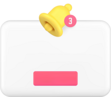 Reminder push notification window settings application button ring bell 3d icon realistic png