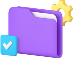 Document storage server digital file folder archive database management 3d icon realistic png