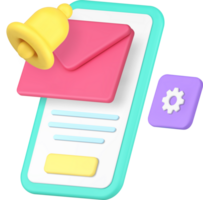 Incoming new message reminder inbox email smartphone application 3d icon realistic png
