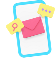 Online chatting smartphone application incoming message new mail search 3d icon realistic png