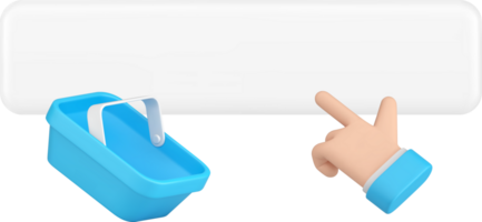 Shop now button with business man hand click cursor and shopping cart 3d icon realistic png