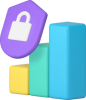 Data analyzing protection guarantee chart information management 3d icon realistic png