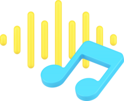 Musical application isometric template with notes and sound wave 3d icon isometric png