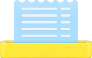 Set of paper bill from POS terminal after buying to purchase or invoice ticket template 3d icon png