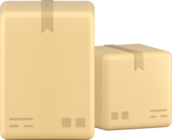 Logistic rectangular sealed cardboard boxes freight transportation and moving 3d icon png
