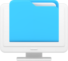 Cyberspace document file folder storage database archive management computer monitor 3d icon png