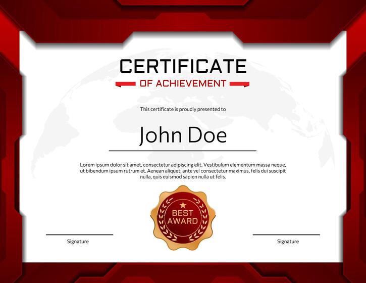 Professional Theme Certificate of Achievement