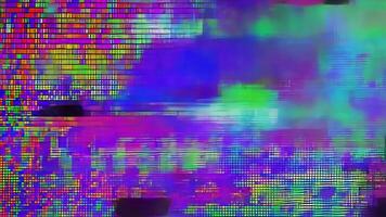 Pixelated images and distorted sound create a disorienting glitch effect.. video