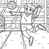 Volleyball Player doing Jump Serve Coloring Page vector