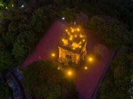 Aerial view of Nhan temple, tower is an artistic architectural work of Champa people in Tuy Hoa city, Phu Yen province, Vietnam photo