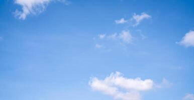 Beautiful blue sky and white cumulus clouds abstract background. Cloudscape background. Blue sky and fluffy white clouds on sunny days. Beautiful blue sky. World Ozone Day. Ozone layer. Summer sky. photo
