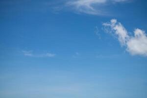 Beautiful blue sky and white cumulus clouds abstract background. Cloudscape background. Blue sky and fluffy white clouds on sunny days. Blue sky and daylight. World Ozone Day. Ozone layer. Summer sky. photo
