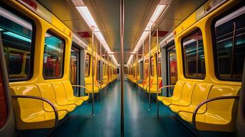view from inside a subway car. Neural network photo