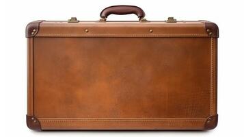 Old suitcase for traveling on a white background. Neural network photo