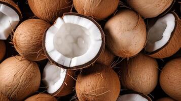 Lots of coconuts background. image photo