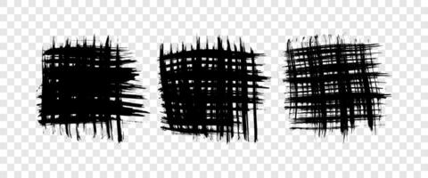 Set of black brush strokes in square form. Hand drawn ink spot isolated on background. illustration vector