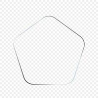 Silver glowing rounded pentagon shape frame vector