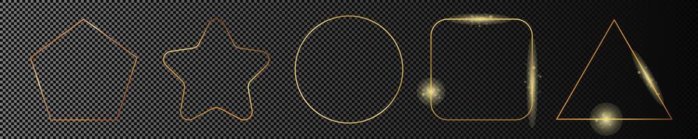 Gold glowing different geometric shape frame vector