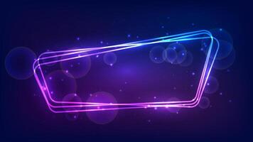 Neon rounded frame with shining effects and sparkles vector