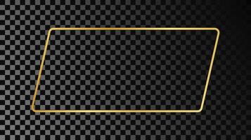 Gold glowing rounded rectangular shape frame vector