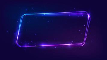 Neon rounded parallelogram frame vector
