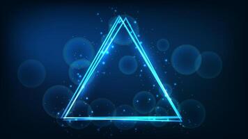 Neon triangular frame with shining effects and sparkles vector