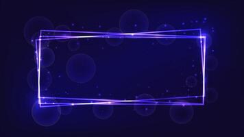 Neon rectangular frame with shining effects and sparkles vector