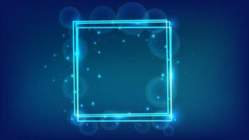 Neon square frame with shining effects and sparkles vector