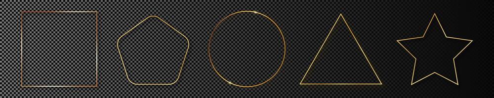 Gold glowing different geometric shape frame vector