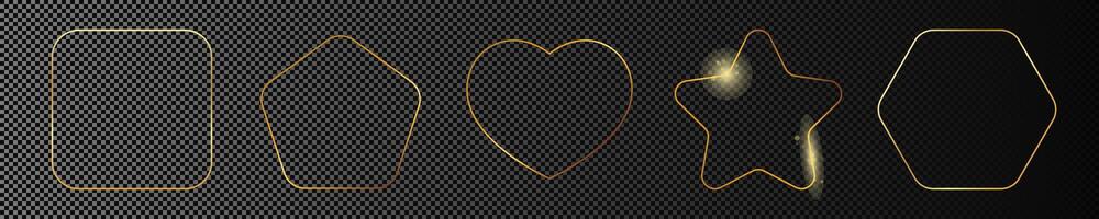 Gold glowing different geometric shape frame vector