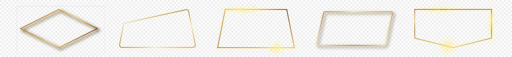 Gold glowing different geometric shape frame vector