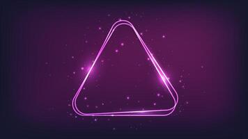 Neon rounded triangle frame with shining effects vector