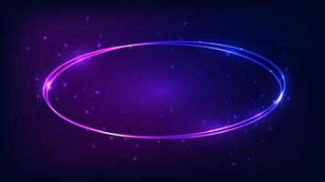 Neon oval frame with shining effects vector