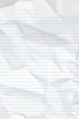 White clean crumpled notebook paper with lines