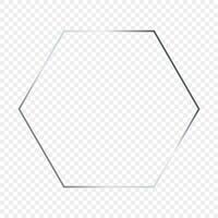 Silver glowing hexagon frame vector