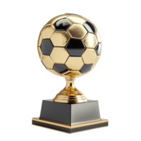Trophy with Black and Gold Soccer Ball on Transparent background AI-Generative png