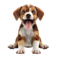 Happy Puppy Panting with Mouth Wide Open on Transparent background AI-Generative png