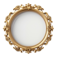 Framed Circular Picture with Intricate Leaf and Flower Pattern on Transparent background AI-Generative png