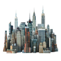 Digital Illustration of City Skyline with Chrysler Building on Transparent background AI-Generative png