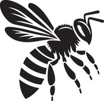 Bee silhouette with white background vector