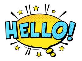 Hello phrase in cartoon style pop art vector