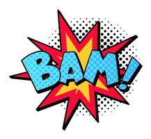 Bam sound of explosion bomb or dynamit cloud for magazine vector