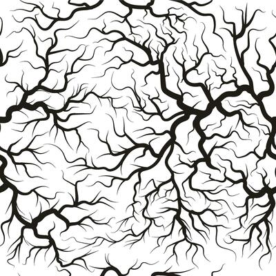 Root system seamless pattern, underground plant silhouette. Branched black trees or plants roots background illustration. Tree roots pattern