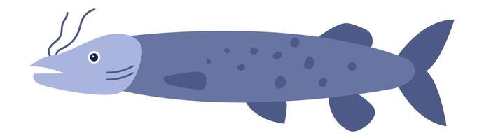 Type of river fish pike cartoon element isolated on white vector