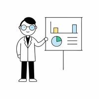 Professional illustration of an analyst presenting data. Perfect for business, finance, and corporate presentations, highlighting statistics, strategies, and analysis vector