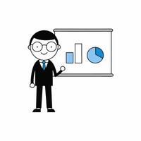 Professional illustration of an analyst presenting data. Perfect for business, finance, and corporate presentations, highlighting statistics, strategies, and analysis vector