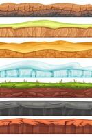 Seamless grounds. Cartoon land layers, grass field and foreground soils for game background set vector