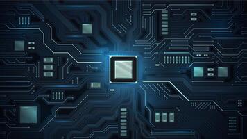 Processor on circuit board. Motherboard chips, microchip electronic and digital circuits illustration vector
